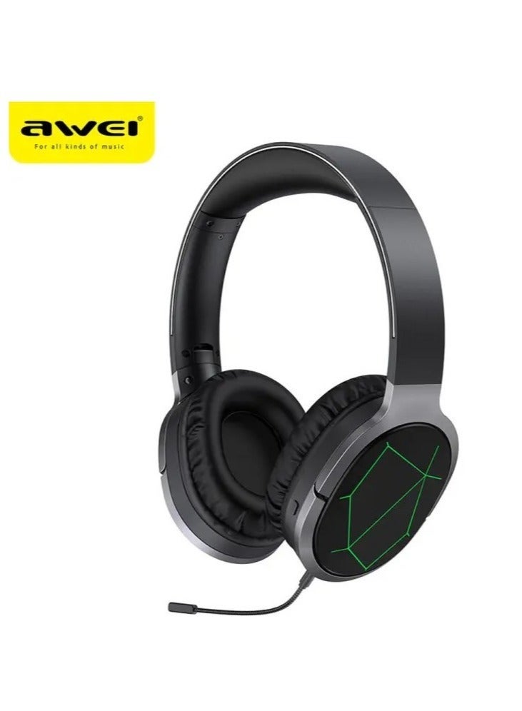 Awei A799BL Wireless Bluetooth Gaming Headset With HD Microphone, LED Light, Amazing Sound Quality, Supports Noise Cancellation, 14 Hours Continuous Playtime - Black / Gray - Image 1