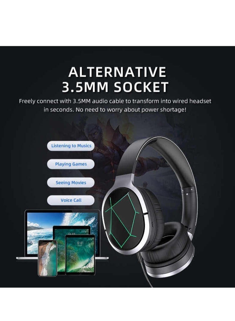 Awei A799BL Wireless Bluetooth Gaming Headset With HD Microphone, LED Light, Amazing Sound Quality, Supports Noise Cancellation, 14 Hours Continuous Playtime - Black / Gray - Image 4