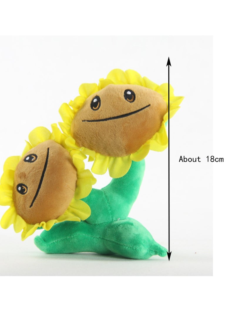 Generic - 7 Inch Double Headed Sunflower Plants Vs. Zombies Plush Toy, Doll, Gift For Boys And Girls - Image 1