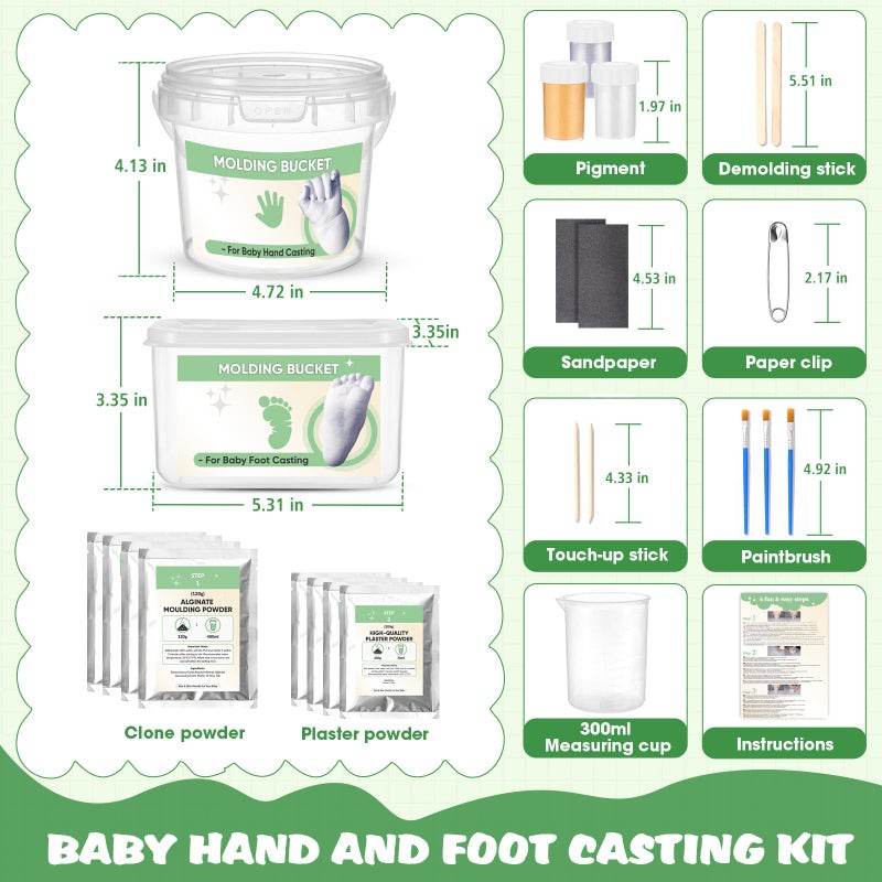 Noosuna Baby Hand and Foot Casting Kit (4 Pack), 3D Moulding Gift Set, Multiple Accessories, Baby Casting Kit for Babies 0â€“9 Months Old, Baby Shower, New Mom Gift, Souvenir - Image 2