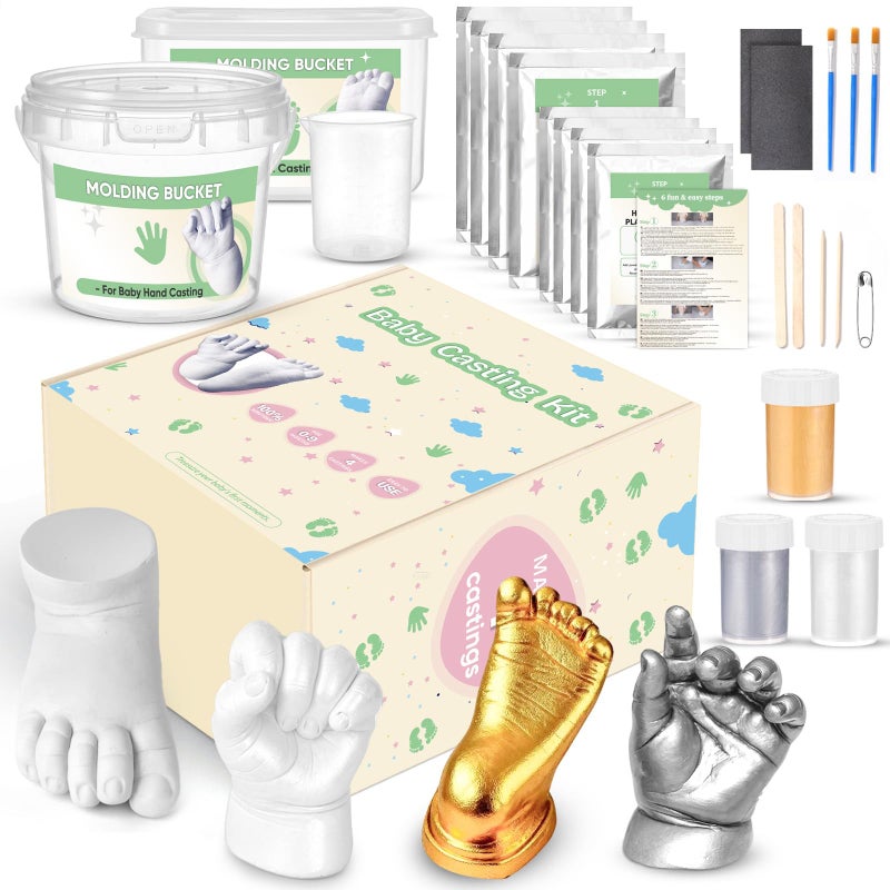 Noosuna Baby Hand and Foot Casting Kit (4 Pack), 3D Moulding Gift Set, Multiple Accessories, Baby Casting Kit for Babies 0â€“9 Months Old, Baby Shower, New Mom Gift, Souvenir - Image 1