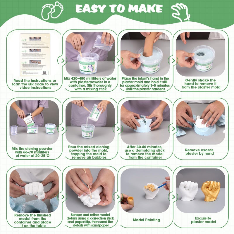 Noosuna Baby Hand and Foot Casting Kit (4 Pack), 3D Moulding Gift Set, Multiple Accessories, Baby Casting Kit for Babies 0â€“9 Months Old, Baby Shower, New Mom Gift, Souvenir - Image 3