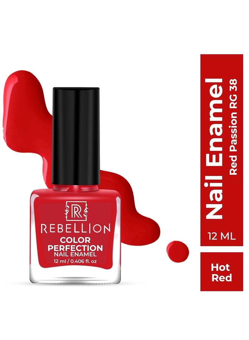 Rebellion Color Perfection Nail Enamel 12ml Red Passion RG38 - Image 2