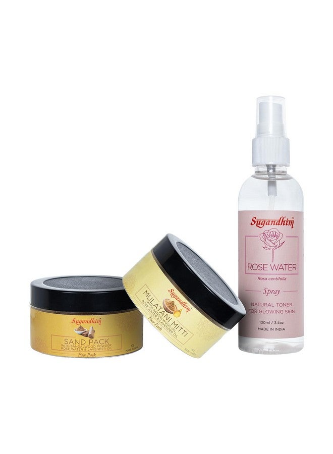 Sugandhim Sand Pack, Multani Mitti & Rose Water (100ml) 100% Natural Blend, Instant Glow,Refreshing,Scrubber,Nourishment, Antiseptic, Antidepressant & Anti-Anxiety Properties (multani mitti+sand+rose) - Image 2