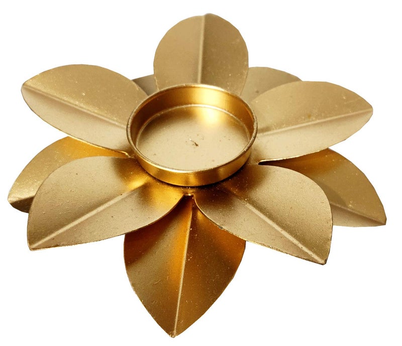 Purpledip Brass Tlight Holder 'Lotus': Festival Oil Lamp Deepam Diya Holder Decor Gift (12228) - Image 1