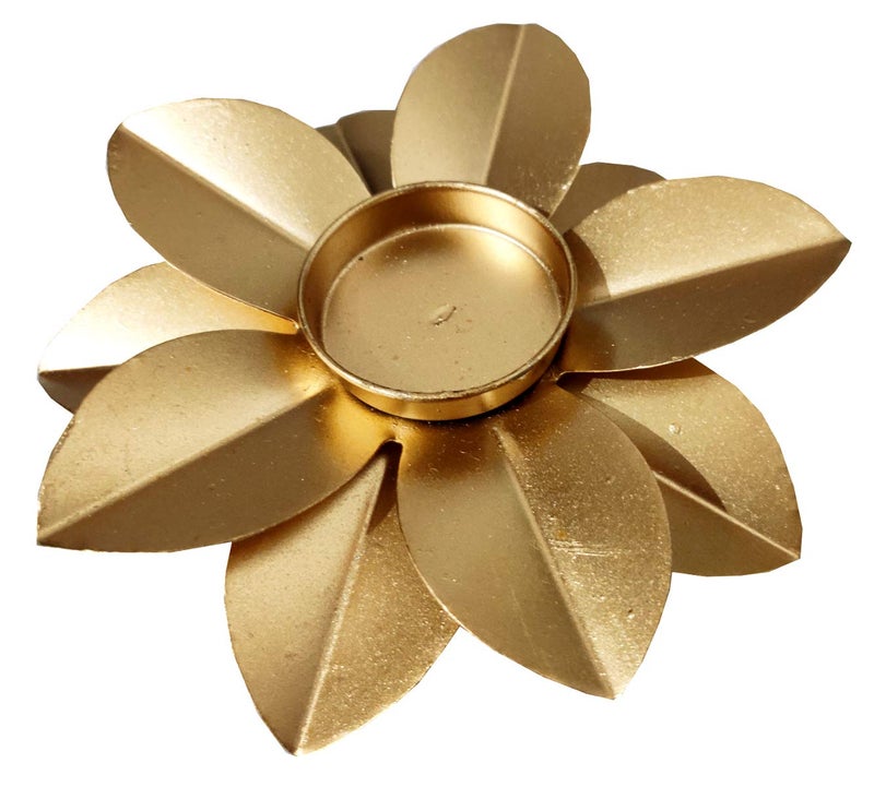 Purpledip Brass Tlight Holder 'Lotus': Festival Oil Lamp Deepam Diya Holder Decor Gift (12228) - Image 2