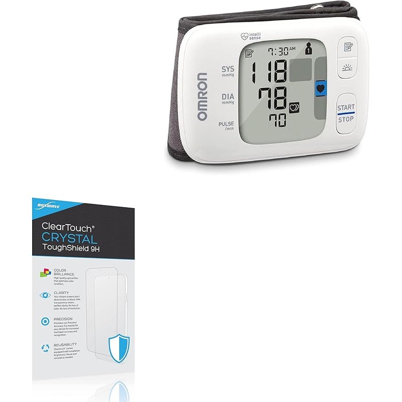 BoxWave Screen Protector Compatible with Omron Gold Wireless Wrist Blood Pressure Monitor BP4350 - ClearTouch Crystal ToughShield 9H (2-Pack), Clear 9H Tough Flexible Film Screen Protector - Image 1