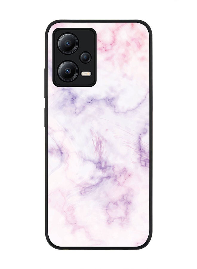 Stylizedd Rugged Black edge case for Poco X5 / Redmi Note 12 5G Slim fit Soft Case Flexible Rubber Edges Anti Drop TPU Gel Thin Cover - Marble Print Cotton Candy - Image 1