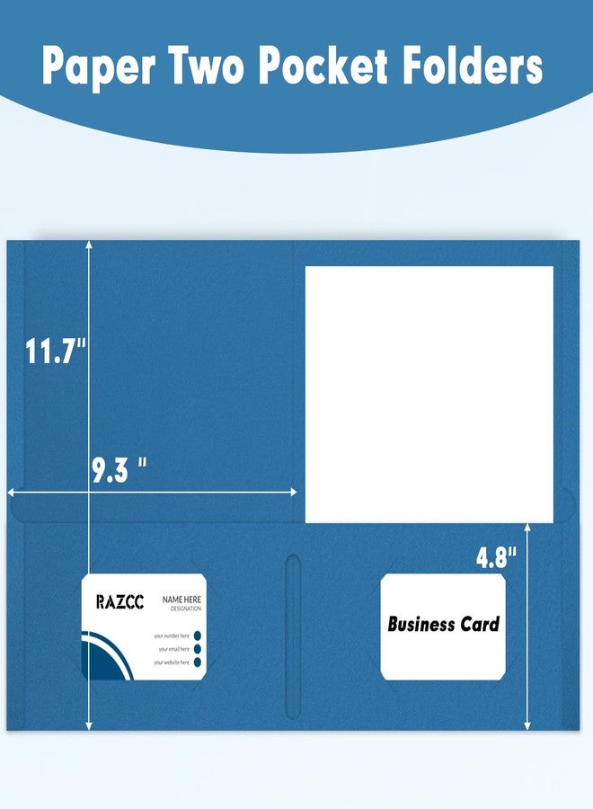 RAZCC Two Pocket Folders, 50 Pack 2Pocket Folders Fit Letter Size Paper, Paper Folders with Pockets for School Office Business Home, Navy Blue - Image 2