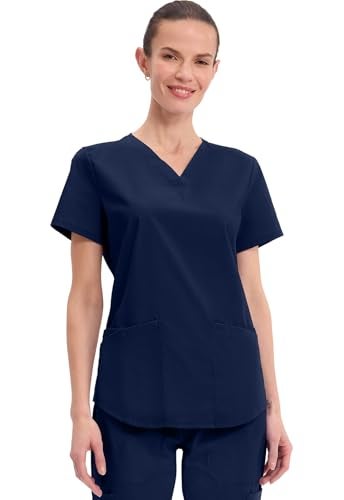CHEROKEE Workwear Professionals Women Scrubs Top V-Neck WW665, XL, Navy - Image 1