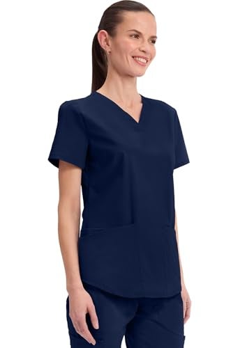 CHEROKEE Workwear Professionals Women Scrubs Top V-Neck WW665, XL, Navy - Image 5