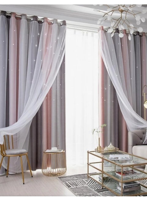 Blackout Curtains, Decorative Thread Foil Blackout Curtains, Thermal Insulated Room Darkening Curtains for Bedroom Living Room 100*200cm