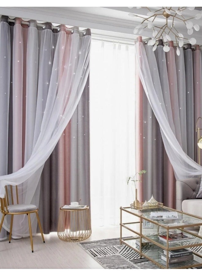 KYD Blackout Curtains, Decorative Thread Foil Blackout Curtains, Thermal Insulated Room Darkening Curtains for Bedroom Living Room 100*200cm  - Image 1