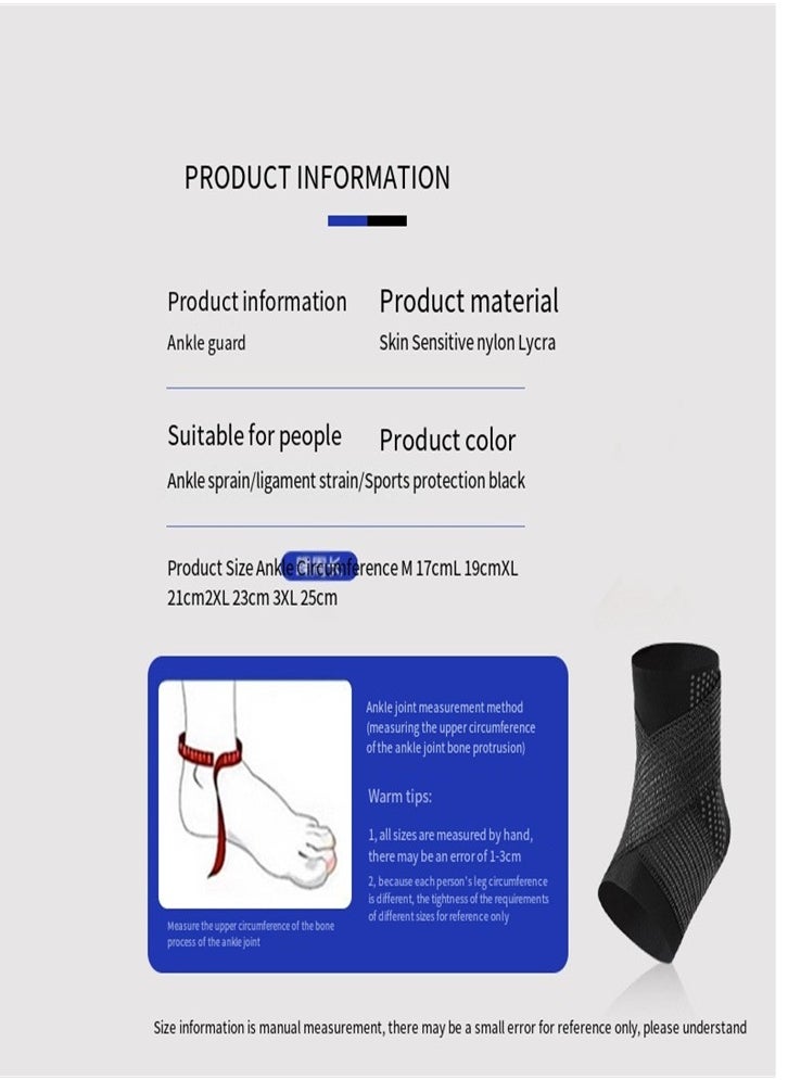 Generic - Ankle guard to prevent sprains, professional ankle guard for men and women, running, basketball, ankle sprain rehabilitation A pair of protective gear  (black) - Image 1