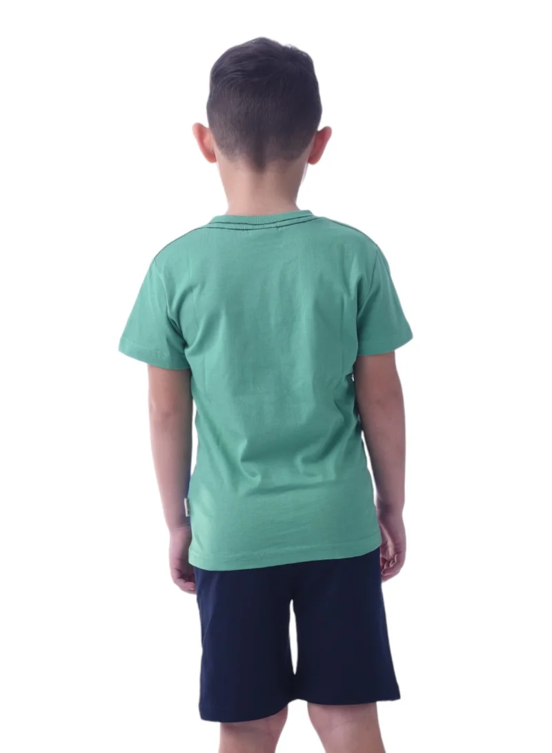 victor and jane Victor & Jane Boys' Comfortable 2-Piece T-Shirt & Shorts Set (2-8 Years)- Green & Navy