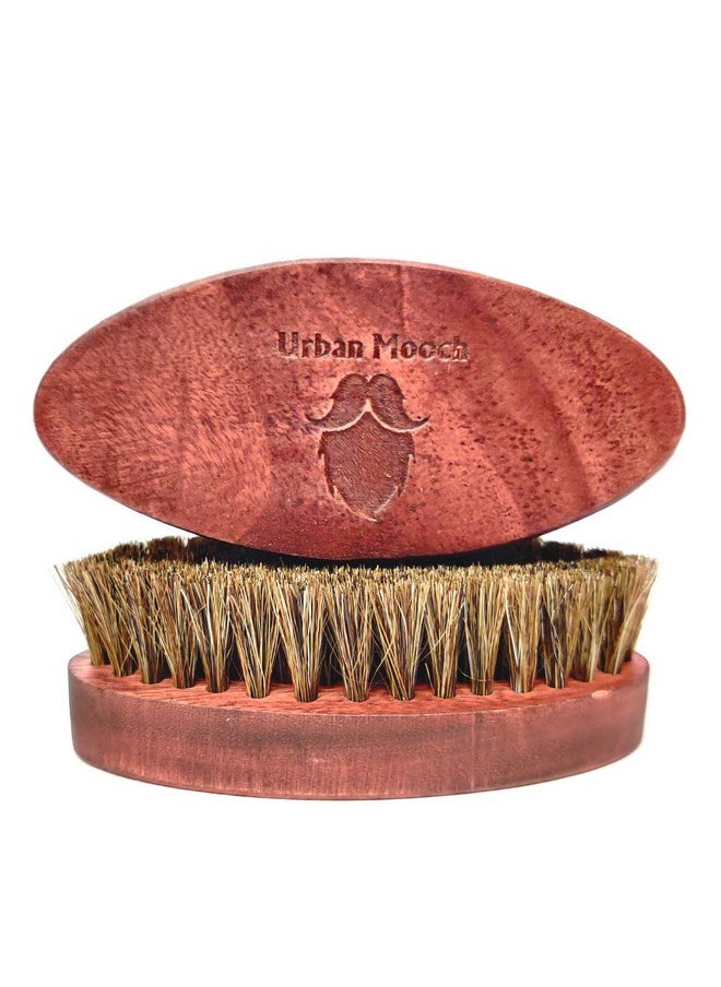 UrbanMooch - 100% Boar Bristle Beard Brush For Men With Wood Handle, Straightens & Promotes Beard Growth, Works With Beard Oils, Waxes & Balms | Premium & Stylish | Comes With Branded Carry Pouch - Image 1