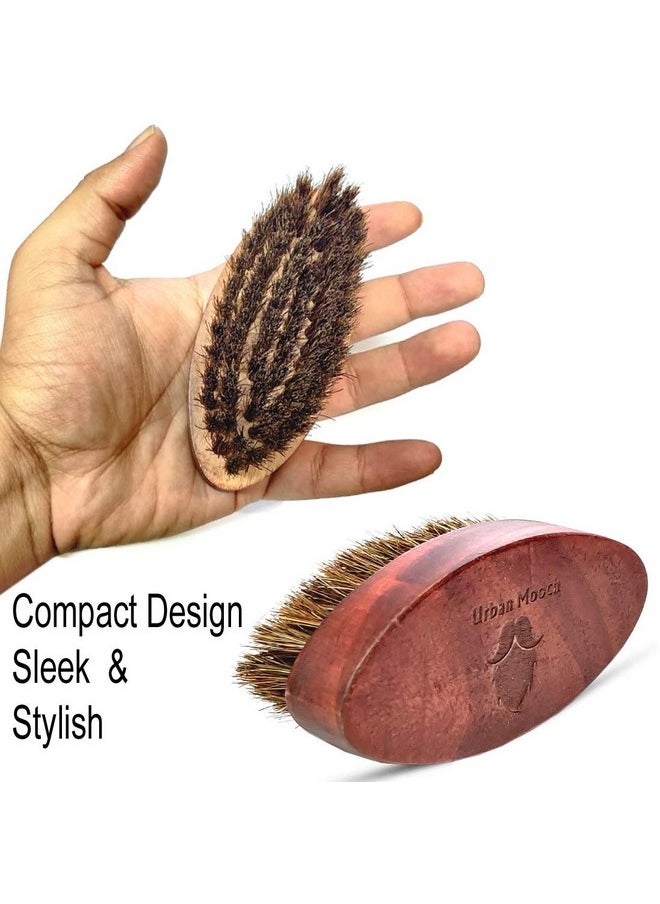 UrbanMooch - 100% Boar Bristle Beard Brush For Men With Wood Handle, Straightens & Promotes Beard Growth, Works With Beard Oils, Waxes & Balms | Premium & Stylish | Comes With Branded Carry Pouch - Image 1