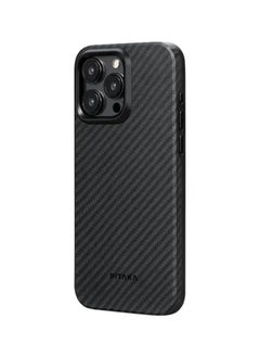 PITAKA iPhone15 Pro Max Case 6.7inch MagEZ Back Cover Pro 1500D / Slim and Light / Built-In Button Covers / Camera Protection - Black/Grey Twill  - Image 2