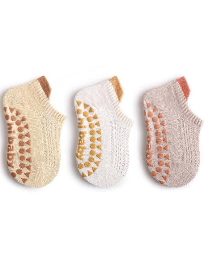 3 Pair Baby Anti-Slip Socks, Toddler Newborn Anti-Slip Socks With Grips, Anti-Slip Unisex Ankle Floor Socks 1-3 Years Old  - Image 1