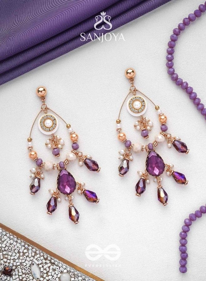 SANJOYA by EVERSTYLISH Embroidered Earrings for Women | Statement Golden & Sangria-Hued Dangler Earrings | Ethnic Jewelry for Weddings, Festivals & Special Occasions - Image 3