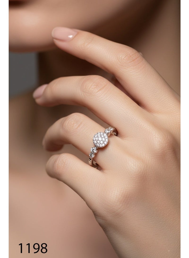 3Diamonds Exclusive Silver Round Zircon Ring for Women – Platinum & Rhodium Plated, Elegant Classic Design, Luxury Jewelry in Multiple Sizes - Image 1