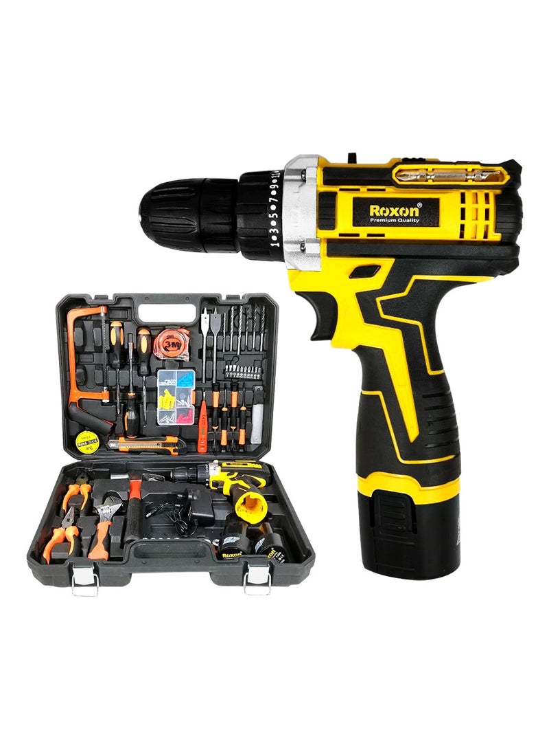 ROXON Premium Quality Cordless Impact Drill Li-ion Battery 12V 1300mAh 220-240V 50-60Hz with 59 pcs Tools Box RX12VCD - Image 1