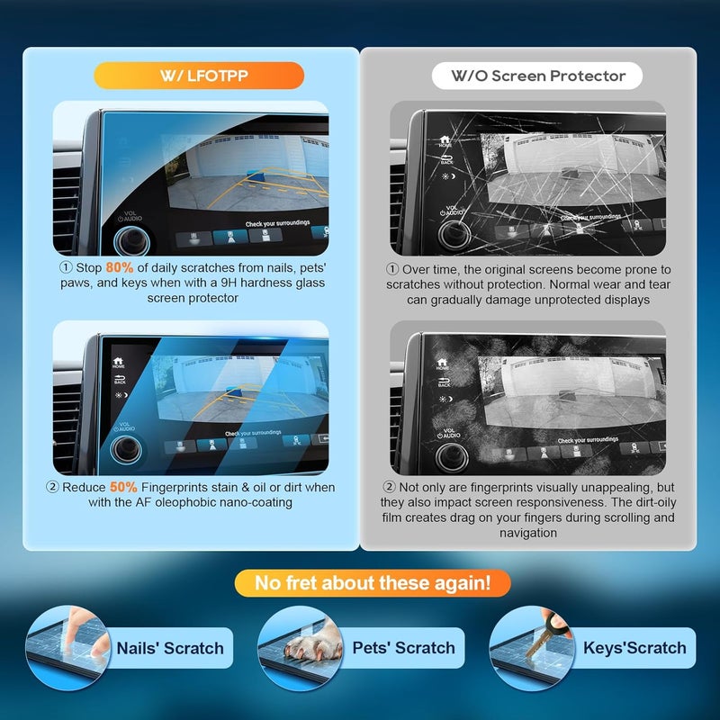 LFOTPP Tempered Glass Screen Protector for 2018 Honda Odyssey 8 Inch Navigation - Image 2