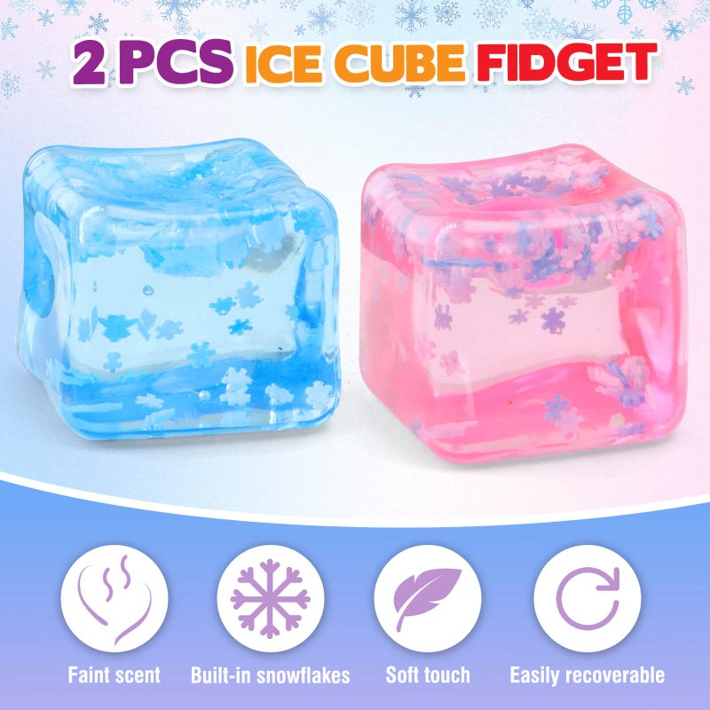 Chridark Ice Cube Fidget Toy for All Ages: 2 Pack Sensory Squishy Fidget Toys, Square Stress Balls, Classroom Prizes, Anxiety Relief Stress Cube Gift for Kids Teens Adults - Image 2