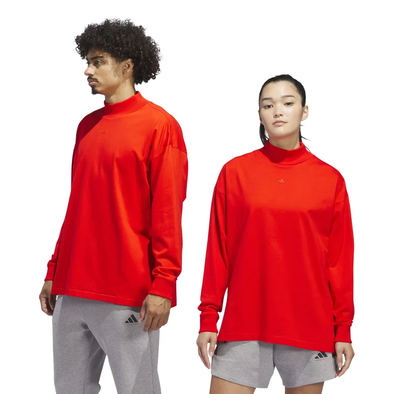 adidas تي شيرت   بأكمام طويلة أحمر للجنسين من أوريجينالز
