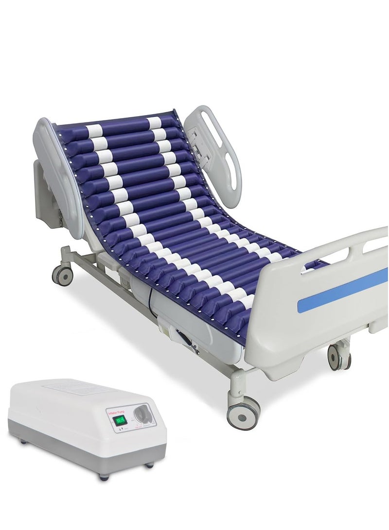 XiuWoo Alternating Air Pressure Mattress for Bed Sores, Soft and Dry Quiet Pressure Mattress with 4-Setting Electric Pump System for Hospital Bed Bedridden Patients and Sore Treatment, blue  - Image 1