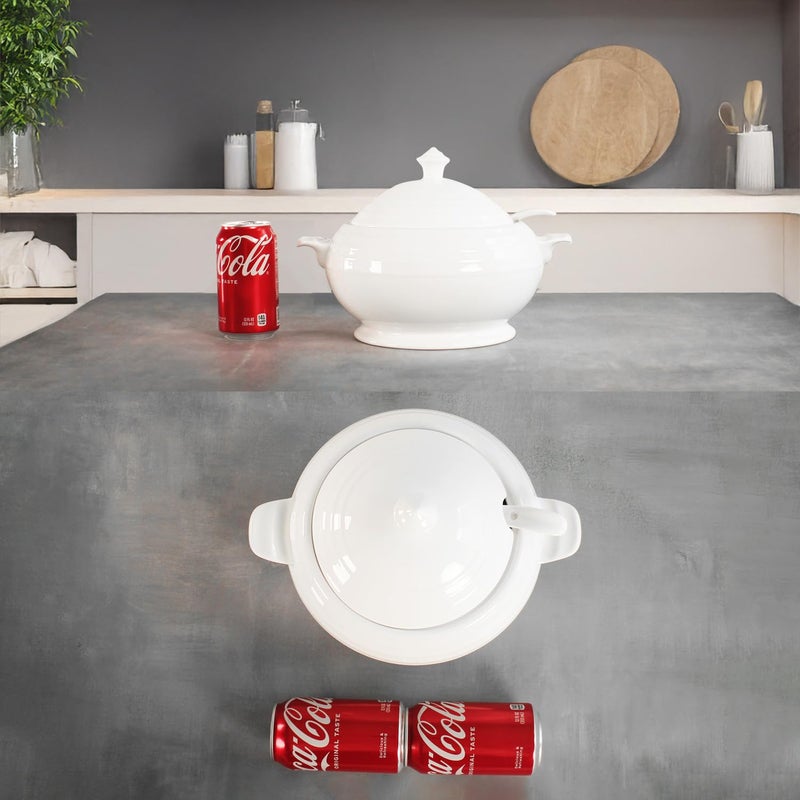 Creativity Home Casserole Dish with Serving Handles, 2.7 Qt soup Tureen With Lid and a 9.4-inch Spoon, for Dinner and Party Microwave Safe 11.6 Inch - Image 3