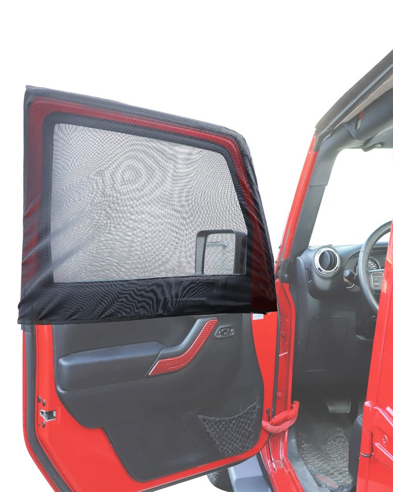 Savadicar Front Window Sun Shades Breathable Mesh Side Window Sunshade Stretchy Sun Screen Net Compatible with 19972022 Jeep Wrangler TJ JK JL  Gladiator JT AntiUV for BabyPetsCamping Pair