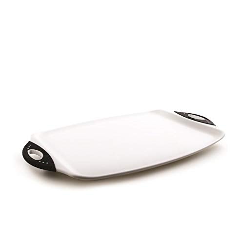 Dexas Chop & Serve Cutting Board, 12.5 by 20 inches, White with Black Handles (329-32-25) - Image 1