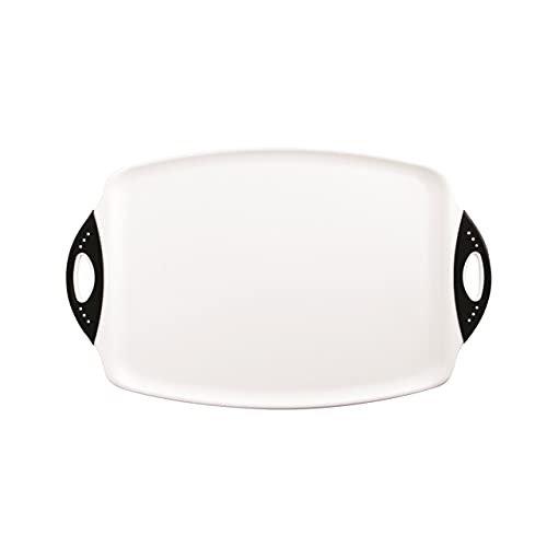 Dexas Chop & Serve Cutting Board, 12.5 by 20 inches, White with Black Handles (329-32-25) - Image 2