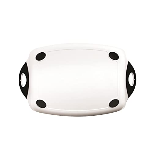 Dexas Chop & Serve Cutting Board, 12.5 by 20 inches, White with Black Handles (329-32-25) - Image 3