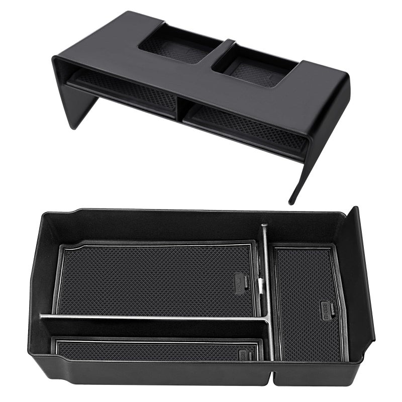 Drytuns 2pcs Center Console Organizer Armrest Tray Insert Storage Box for Honda CRV 20232026 Center Console Organizer Combo for 2023 CRV Hybrid Accessories ABS Plastic Black - Image 3