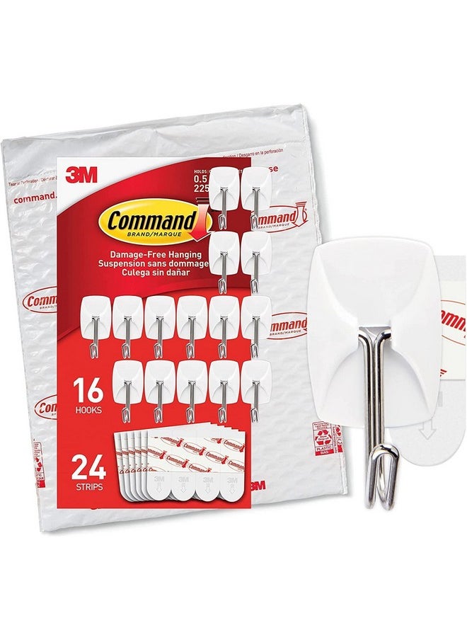Command Command Small Wire Toggle Hooks, 16 Hooks and 24 Command Strips, Damage Free Hanging Wall Hooks with Adhesive Strips, Adhesive Hooks for Hanging Christmas Decorations, Holds up to 0.5 lb  - Image 1