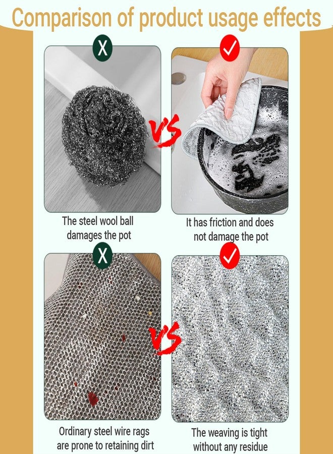 Turutu 5PCS Double-Sided Thickened Wire Dishwashing Rags - Non Scratch Wire Dishcloth & Miracle Wire Cleaning Cloth, Multipurpose Use on Dishes, Pots, Sinks & Kitchen Surfaces - Image 5