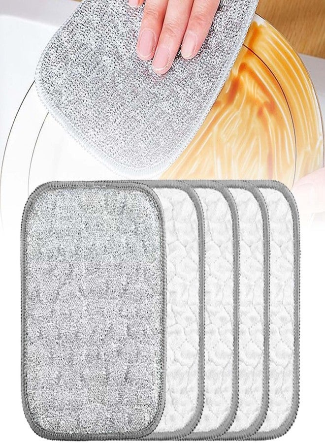 Turutu 5PCS Double-Sided Thickened Wire Dishwashing Rags - Non Scratch Wire Dishcloth & Miracle Wire Cleaning Cloth, Multipurpose Use on Dishes, Pots, Sinks & Kitchen Surfaces - Image 1