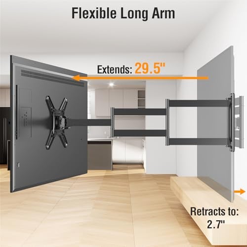 ELIVED Long Arm TV Wall Mount for Most 14-42 Inch tvs & Monitors, 29.5 Inch Long Extension TV Mount Swivel and Tilt, Full Motion Wall Mount Bracket Fit Max VESA 200x200mm, Holds up to 44 lbs. - Image 4