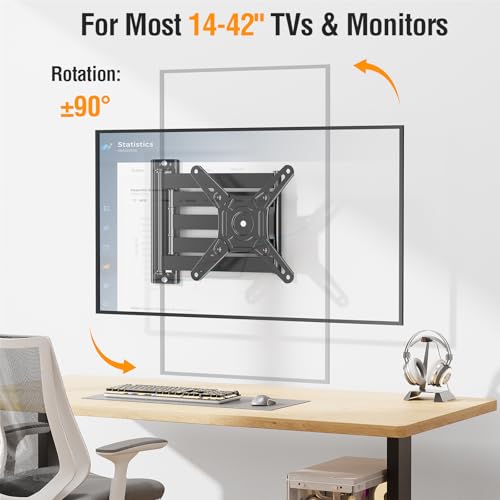 ELIVED Long Arm TV Wall Mount for Most 14-42 Inch tvs & Monitors, 29.5 Inch Long Extension TV Mount Swivel and Tilt, Full Motion Wall Mount Bracket Fit Max VESA 200x200mm, Holds up to 44 lbs. - Image 3
