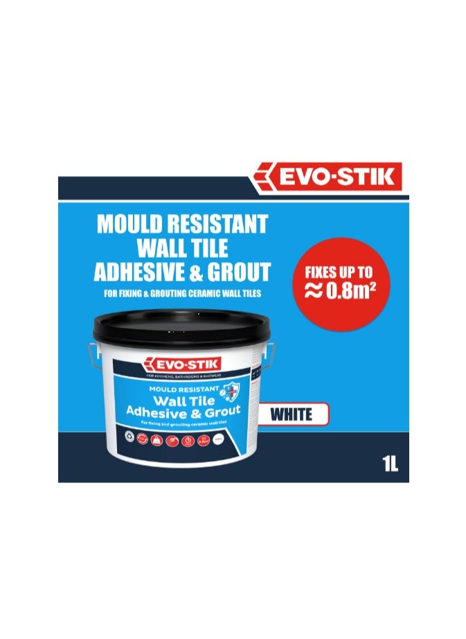 EVO-STIK Tile a Wall Adhesive & Grout for Ceramic & Mosaic Tiles 1L White  - Image 2