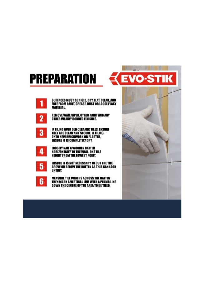 EVO-STIK Tile a Wall Adhesive & Grout for Ceramic & Mosaic Tiles 1L White  - Image 5