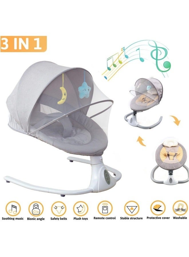 GGEROU Baby Swing for Infants, Electric Infant Swing with Remote Control Music Speaker, Baby Swing for Newborn with 4 Swing Speed,Baby Bouncer with mosquito net Baby Rocker for 0-2 years old - Image 3