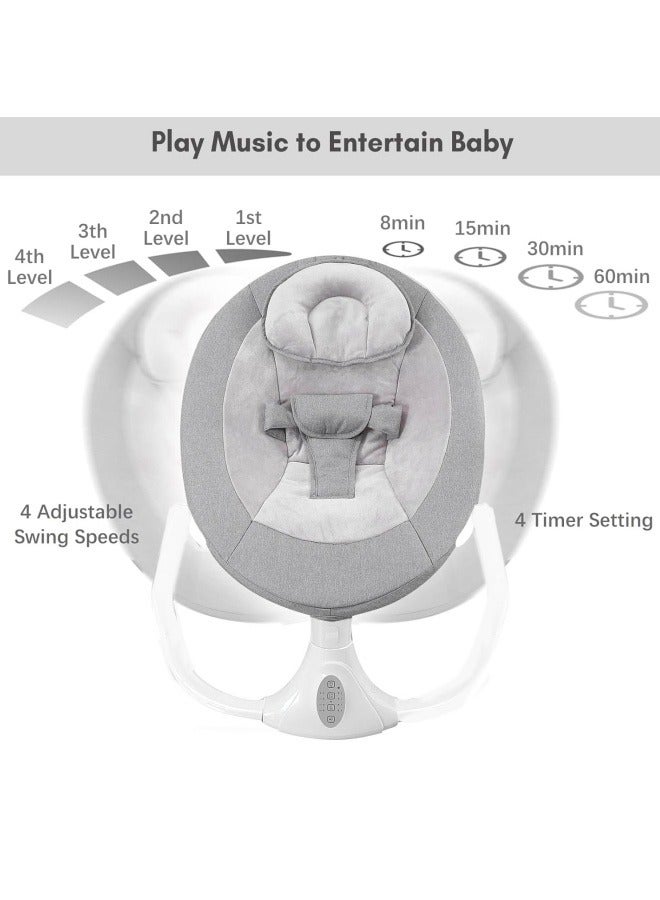 GGEROU Baby Swing for Infants, Electric Infant Swing with Remote Control Music Speaker, Baby Swing for Newborn with 4 Swing Speed,Baby Bouncer with mosquito net Baby Rocker for 0-2 years old - Image 2