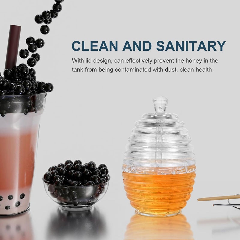 Plastic Honey Jar with Dipper 265ml Honey Pot Container Syrup Dispenser for Kitchen and Household Storage - Image 4