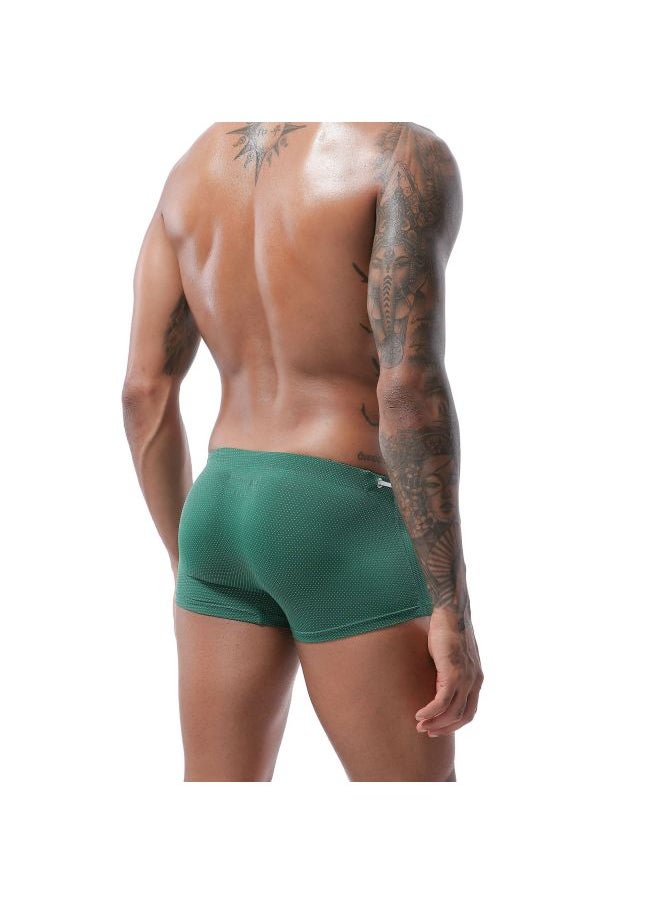 Generic Men's Swimming Trunks Tether Nylon Low Waist Boxer Swimming Trunks European And American Waterproof-Color:White-Size:M  - Image 3
