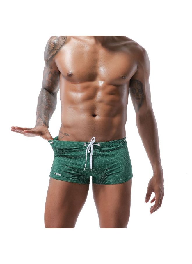 Generic Men's Swimming Trunks Tether Nylon Low Waist Boxer Swimming Trunks European And American Waterproof-Color:White-Size:M  - Image 2