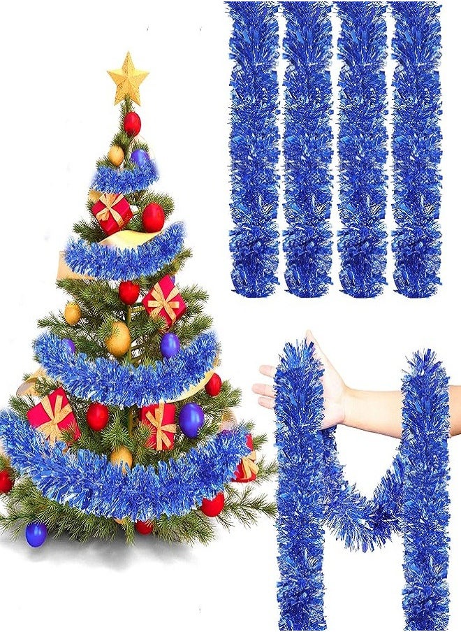Generic - SECALIFE Royal Blue Christmas Chunky Tinsel Garland for Christmas Tree Decorations, 10 Meters Xmas Tinsel for Christmas Home Tree Decorations - Image 1