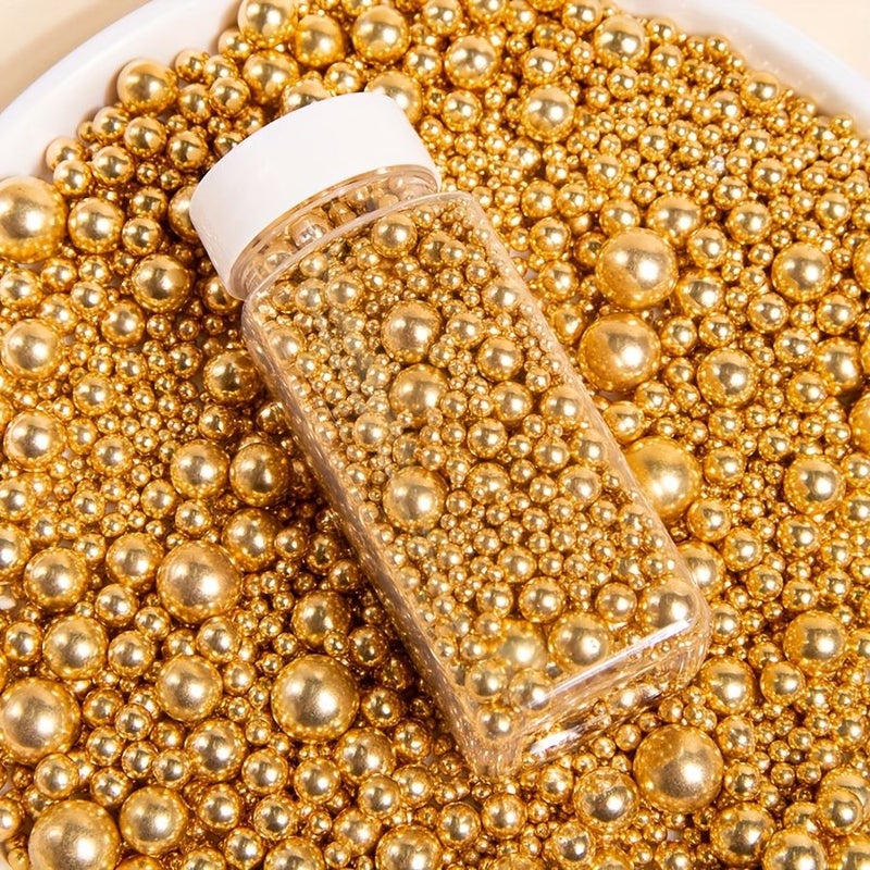 Bright Golden Mix Pearl Cake Decorating Kit 95g for Baking Weddings - Image 1